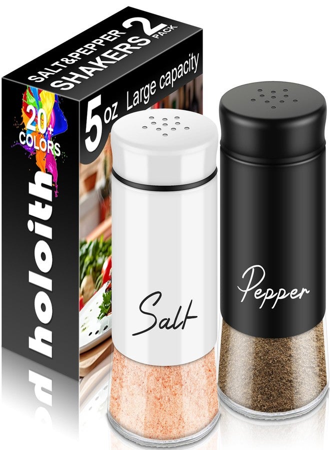 holoith Salt and Pepper Shakers Set,Kitchen Decor and Accessories for Countertop Kitchen Gadgets Cooking Table Housewarming Christmas Gift Refillable Design (Black + White) - Image 1